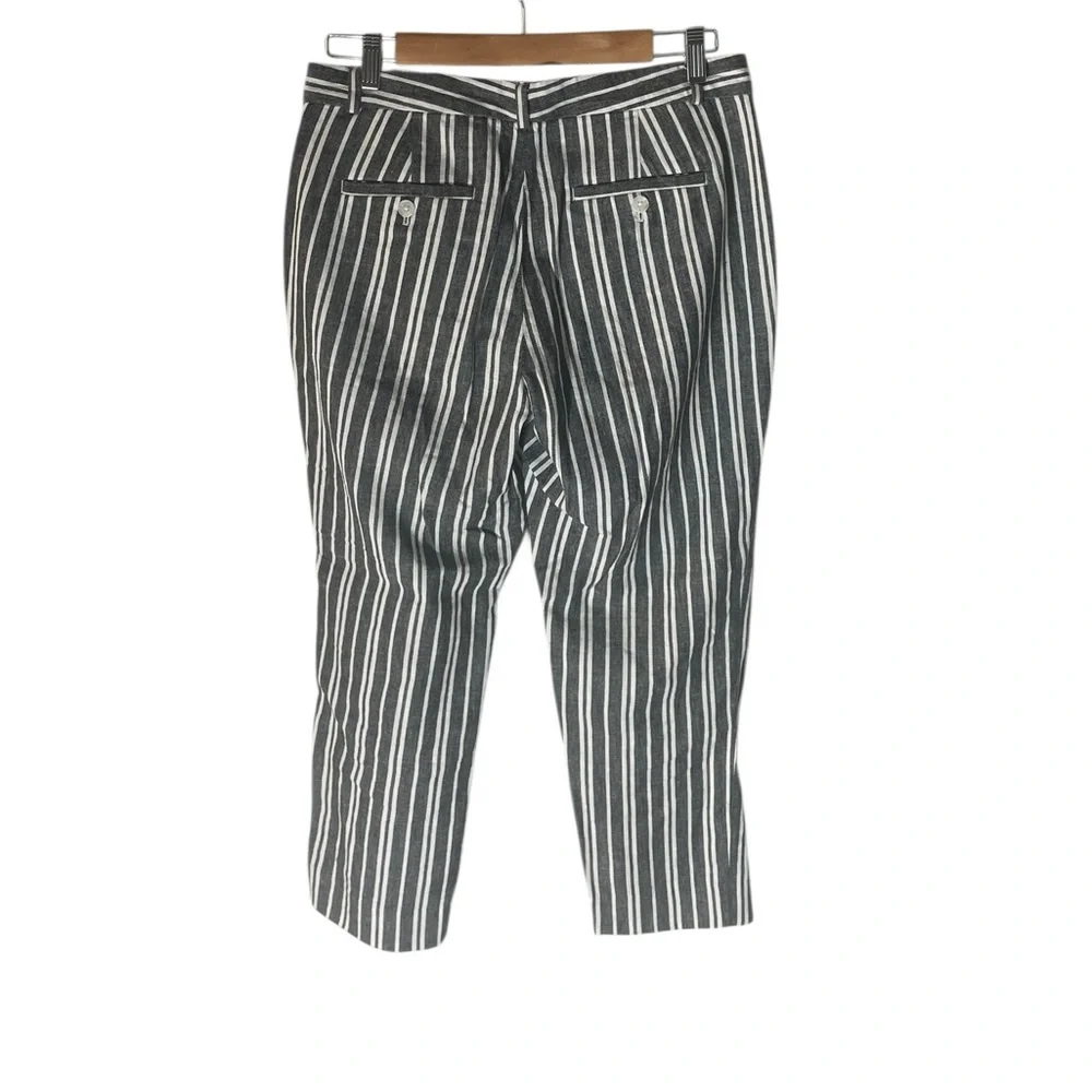 Y5- Linen 4 petite 4P Black & White Vertical Stripe Dress Pants